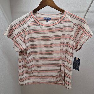Democracy Striped Foil Short Sleeve Top – PM (Petite Medium)